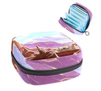 Pochette à fermeture éclair pour tasse menstruelle, sacs de rangement pour serviettes hygiéniques, paysage de montagne avec fossiles de dinosaures, tampons souples pour filles et femmes