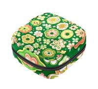 Pochette à fermeture éclair pour tasse menstruelle, trèfle à quatre feuilles de la Saint-Patrick, sacs de rangement hygiéniques, sacs de rangement pour serviettes hygiéniques souples pour tampons pour