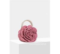 Pochette à Fleurs Roses, Sac fourre-Tout Chic, Main en Jacquard tissé au Crochet(Rose)