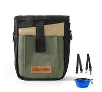 Pochette à friandises pour chien avec bol pliable et poches à fermeture éclair, sac de dressage mains libres pour chiens, sac banane étanche, sangle réglable, entraînement, randonnée, utilisation en