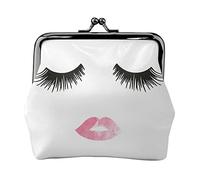 Pochette à langer en cuir avec double fermoir et cadre en métal pour femme avec clés, petits sacs à main, Noir , Taille unique