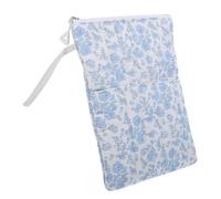 Pochette à Livres à Motif Floral Bleu Zippée, Polyester, A5 | Doublure Douce, Fermeture Sécurisée, Pliable et Légère, pour Cahiers, Documents, Bibliothèque, Paquet