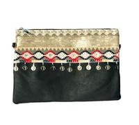 NOVAGO Compatible avec iPad Mini/Galaxy Tab A8 A9 / iPad 9.7 / Air 2 / iPad 6/5 - Pochette Bandoulière Multiusage Tablette 6-10'' et Maquillage Strass Fait Main (Noir/Doré)