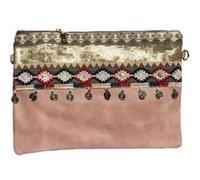 Pochette à Maquillage, Pochette multiusage, Pochette pour Tablette iPad avec bandoulière et décoration fait Main ( Rose ) ROSE G