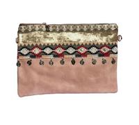 Pochette à Maquillage, Pochette multiusage, Pochette pour Tablette iPad avec bandoulière et décoration fait Main ( Rose )