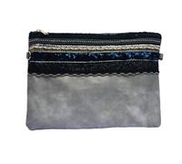 NOVAGO Pochette bandoulière Strass à Maquillage, multiusage, Pochette Tablette (6-10'') Compatible avec iPad iPad Mini Galaxy Tab A7/A8/S2 décoration Fait Main (Gris)