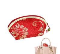 Pochette À Monnaie Brodée - 12 × 8 × 5 Cm Sac À Main Vintage En Tissu De Soie Chinois, Portefeuille À Fermeture Éclair Avec Broderie Florale, Petite PochetssÀ Monnaie Et Mini Pochesse Pour Femme