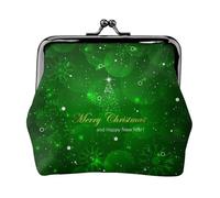 Pochette à monnaie en cuir avec double fermoir et cadre en métal pour femme avec clés et inscription Merry Christmas, Noir , Taille unique