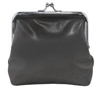 Pochette à monnaie en cuir avec texture de papier noir pour femme - Jolie boucle - Fermeture à baiser - Pochette de monnaie pour filles