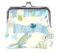 Pochette à monnaie en cuir beige pour femme et fille avec verrou pour pièces de monnaie, Chic Animals Beige, OneSize