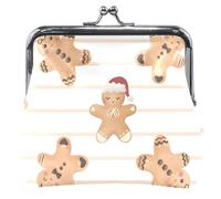 Pochette à monnaie en cuir blanc avec ligne de pain d'épice personnalisée pour femmes mignon coloré Kiss Lock Girls Small Change Purse, Ligne de pain d'épices blanche, Classique