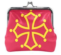 Pochette à monnaie en cuir personnalisée avec drapeau des Pyrénées pour femme avec boucle mignonne et serrure à baiser, Drapeau Midi-Pyrénées, Classique
