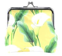 Pochette à monnaie en cuir personnalisée pour femme et fille, lys calla, feuilles vertes, jaune baiser, porte-monnaie pour filles