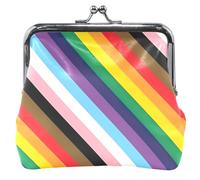 Pochette à monnaie en cuir personnalisée pour femme, motif drapeau LGBTQ, couleurs arc-en-ciel, baiser, serrure à changer, porte-monnaie pour pièces de monnaie, drapeau LGBTQ, couleurs arc-en-ciel