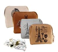 Pochette à Monnaie, Porte-Monnaie, 4 pièces Mignon Porte-Monnaie Fermeture à glissière Pochette à Monnaie Minimaliste Vintage Doux 3x0,8x3,5 Pouces Petit Porte-Monnaie pour Femmes Hommes
