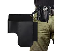 Pochette à outils en cuir rétro, petit support de sac à outils polyvalent et robuste pour le rangement de la ceinture de travail, lampe de poche, coupe-stylo, jardinage, récolte, construction, plombie