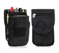 Pochette à Outils Noire avec Clip Ceinture, Pochette Tactique Universelle pour organiseurs Multi-Outils, étui pour téléphone en Nylon résistant avec Fermeture éclair pour la randonné (Noir)