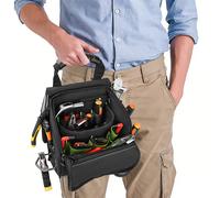 Pochette à outils pour électriciens professionnels JAKAH, poignée ergonomique en caoutchouc multi-poches, bandoulière rembourrée noir vert JK-208 vert
