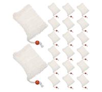 Pochette à Savonnette en Filet 30 Pièces Coton Lin avec Cordon | Savonnette en Barre, Bain et Voyage, Maille Légère Beige, Usage Spa et Gommage Doux