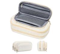 Pochette à stylos avec fermeture éclair et compartiments multiples, blanc, Refer to description, Unisexe | Trousse à crayons pour université, collège, voyage, salle de ortoir, enfants et adolescents
