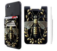 Pochette adhésive double poche en lycra pour téléphone portable, porte-cartes, motif abeille, pour iPhone, iPad, Samsung Galaxy, smartphones Android