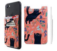 Pochette adhésive double poche en lycra pour téléphone portable, porte-cartes, motif chats en sucre pour iPhone, iPad, Samsung Galaxy, smartphones Android