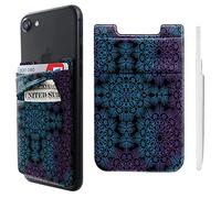 Pochette adhésive double poche en lycra pour téléphone portable, porte-cartes, motif mandala, galaxie, pour iPhone, iPad, Samsung Galaxy, smartphones Android