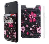 Pochette adhésive double poche en lycra pour téléphone portable, porte-cartes, motif Sakuras, pour iPhone, iPad, Samsung Galaxy, smartphones Android
