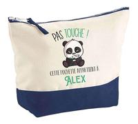 Pochette Alex Pas touche Panda | Idée Cadeau pour Collègue Travail Retraite Trousse Grand Format Maquillage Toilette