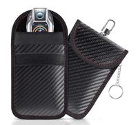 Pochette Anti RFID Clé pour Lancia Ypsilon 2026 2025 2024 | Cuir PU fibre de carbone double couche blindage RFID crochet alliage zinc anneau porte-clés velcro,2 Pièces