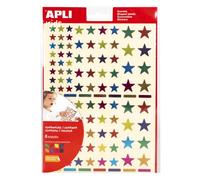 Pochette apli 6 feuilles de gommettes etoile couleur metallisees assorties