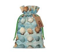 Pochette avec cordon de serrage imprimé coquillage de mer pour cadeaux, adorables sacs cadeaux réutilisables, parfaits pour les bijoux et plus encore