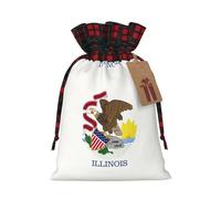 Pochette avec cordon de serrage imprimé drapeau de l'Illinois pour festival, rangement et fête