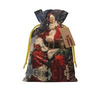 Pochette avec cordon de serrage imprimé Merry Christmas pour cadeaux, adorables sacs cadeaux réutilisables, parfaits pour les bijoux et plus encore