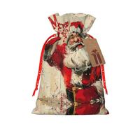 Pochette avec cordon de serrage imprimé Merry Christmas pour cadeaux, adorables sacs cadeaux réutilisables, parfaits pour les bijoux et plus encore