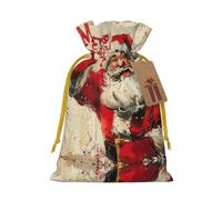 Pochette avec cordon de serrage imprimé Merry Christmas pour cadeaux, adorables sacs cadeaux réutilisables, parfaits pour les bijoux et plus encore
