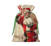 Pochette avec cordon de serrage imprimé Merry Christmas pour cadeaux, adorables sacs cadeaux réutilisables, parfaits pour les bijoux et plus encore