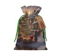 Pochette avec cordon de serrage imprimé Merry Christmas pour cadeaux, adorables sacs cadeaux réutilisables, parfaits pour les bijoux et plus encore