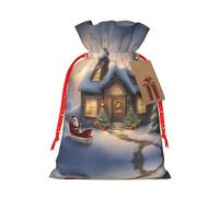 Pochette avec cordon de serrage imprimé Merry Christmas pour cadeaux, adorables sacs cadeaux réutilisables, parfaits pour les bijoux et plus encore