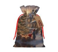 Pochette avec cordon de serrage imprimé Merry Christmas pour cadeaux, adorables sacs cadeaux réutilisables, parfaits pour les bijoux et plus encore