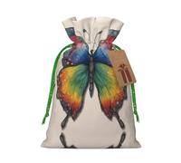 Pochette avec cordon de serrage imprimé papillon arc-en-ciel pour cadeaux, adorables sacs cadeaux réutilisables, parfaits pour les bijoux et plus encore