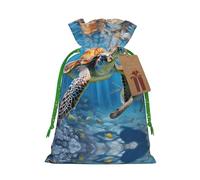 Pochette avec cordon de serrage imprimé tortues de mer pour cadeaux, adorables sacs cadeaux réutilisables, parfaits pour les bijoux et plus encore