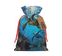 Pochette avec cordon de serrage imprimé tortues de mer pour cadeaux, adorables sacs cadeaux réutilisables, parfaits pour les bijoux et plus encore