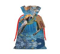 Pochette avec cordon de serrage imprimé tortues de mer pour cadeaux, adorables sacs cadeaux réutilisables, parfaits pour les bijoux et plus encore