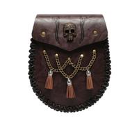 Pochette avec Franges et Chaîne Médiéval, Marron, Marron Foncé Effet Cuir, Référence FBG201CF