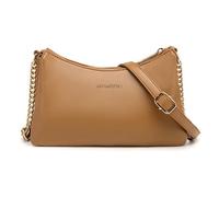 David Jones - Petit Sac Bandoulière Plusieurs Compartiments Femme - Sac à Main Porté Epaule Simili Cuir PU - Pochette Sacoche Chaînes 3 Soufflets Multipoche - Besace Soirée Téléphone - Marron Cognac