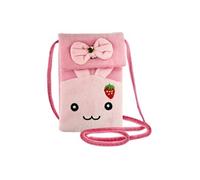 Pochette Bandoulière pour Smartphone en Tissu Design Lapin Dormant Rose