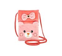 Pochette Bandoulière pour Smartphone en Tissu Design Ours Corail