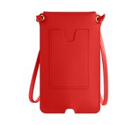 Étui à bandoulière pour smartphone avec compartiment pour carte en similicuir rouge