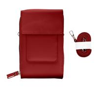 Pochette Bandoulière Smartphone en Simili cuir Sangle 130cm rouge